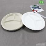 2022 Best Sell Eco-Friendly Sugarcane 3-Compartments Plate Heavy-Duty Takeaway