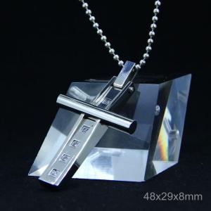 Wholesale Trendy Stainless Steel CZ Crystal Stones Inlay Cross Plus Symbol Necklace Pendant LDC66 from china suppliers