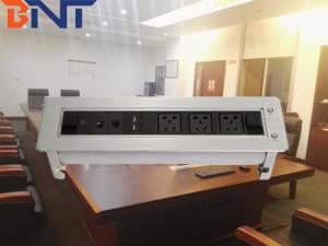 Wholesale Silver Aluminum Alloy 180 Degree Overturn Angle Double USB Charger Desktop Pop Up Multimedia Socket from china suppliers