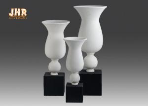 Wholesale Decorative Frosted White Fiberglass Pot Planter With Frosted Black Base from china suppliers