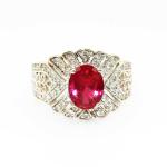 Solid 925 Silver Ring with 7x9mm Oval Created Amethyst Cubic Zirconia(JY037)