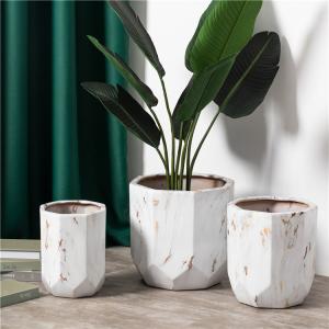 Wholesale Modern home balcony decoration succulent plant pots custom logo marble ceramic planter flower pots from china suppliers