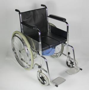 Wholesale 2 In 1 Folding Steel Wheelchair With Removable Seat Cushion Toilet Bowl Multipurpose Commode Chair from china suppliers