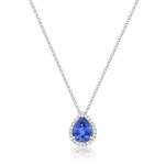 14K White Gold Heart Shaped Garnet Pendant Necklace , Petite Sapphire Chain