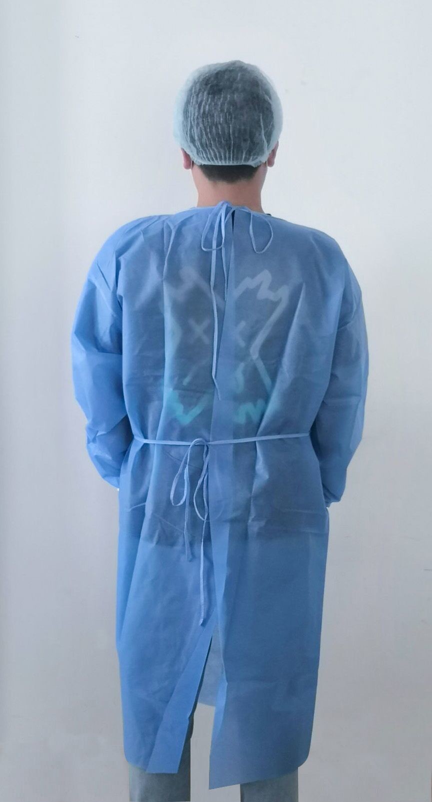 Disposable Blue Hospital SMS Waterproof Isolation Gowns