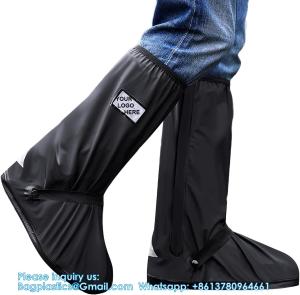 Wholesale Waterproof Shoe Covers, Reusable Foldable Rain Boot Shoe Cover With Zipper, Non-Slip, Reflector, Men Women Rain Gear from china suppliers