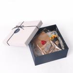 Perfume Cosmetics Gift Packaging Box Lid And Base Box With Ribbon Bowknot Raffia