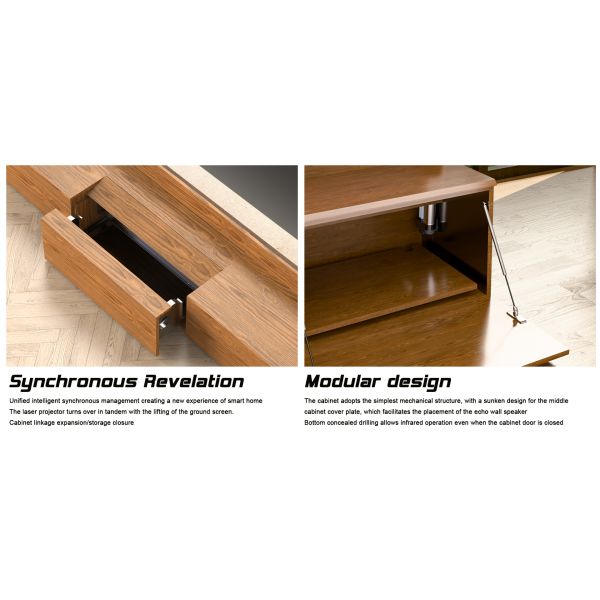 Motorized Laser TV Cabinet Intelligent UST Projector Cabinet 100 Inch 120 Inch 150 Inch