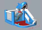 2.72x3.58x2.85mH Inflatable Bounce House Water Slide Shark Shape
