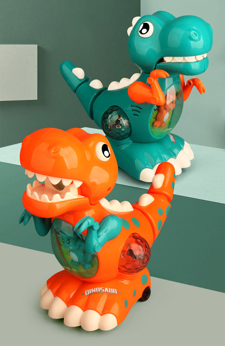 Plastic Electric Dinosaur Model with Music and Lighting Universal Rotation Puzzle Toy