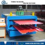 Steel Roll Forming Machine 0.3 - 0.8mm Thickness Raw Material Hydraulic Cutting