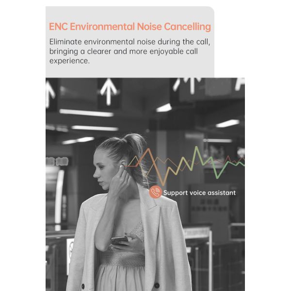 Real ANC Noise Isolating Wireless Earbuds Sound Cancelling 10m Bluetooth Distance