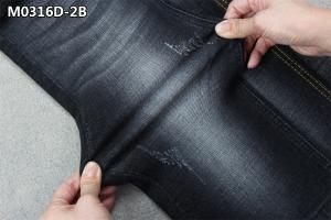 Wholesale 10 Oz High Stretch Cross Hatch Jeans Fabric Slub Balck Denim Fabric For Men