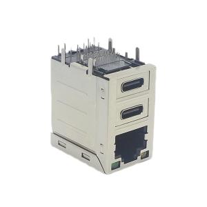 Wholesale Shielded RJ45 Female Socket LAN Female Connector Jack Dual Type C Combo from china suppliers