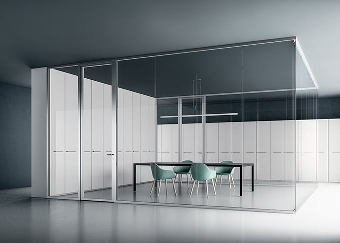 Double-glass Layer Partitions Modular Customized Sticked Logo Glass Partition Wall