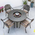 Outdoor Garden Courtyard Round Dining Cast Aluminum Patio Table And Chairs Set