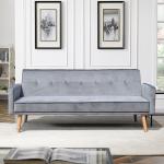 Modern Grey Fabric Sofa Bed Foldable Reclining Positions Europe Style