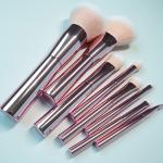 8Pcs High Gloss Oval Make Up Brush Set Pink Metal Handle Beauty Makeup Tools