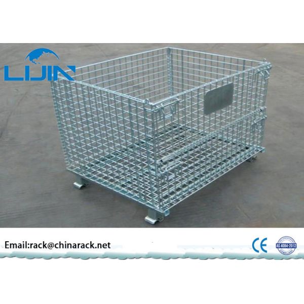 Galvanized Finish Logistic Wire Mesh Cages / Folding storage cage