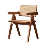 Modern Restaurant Armrest Rattan Cane Dining Chair in Solid Material and Modern
