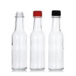 12 Oz Ring Neck Hot Chili Sauce Glass Bottles With Black Plastic Lid For Bbq