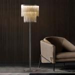 Living Room Bedroom Tassel Floor Lamp Aluminum Chain Silver Floor Light Villa