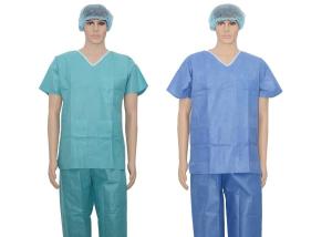 Wholesale Spunbond Nonwoven Disposable Scrub Suits Patient Coat With Surgical Caps from china suppliers
