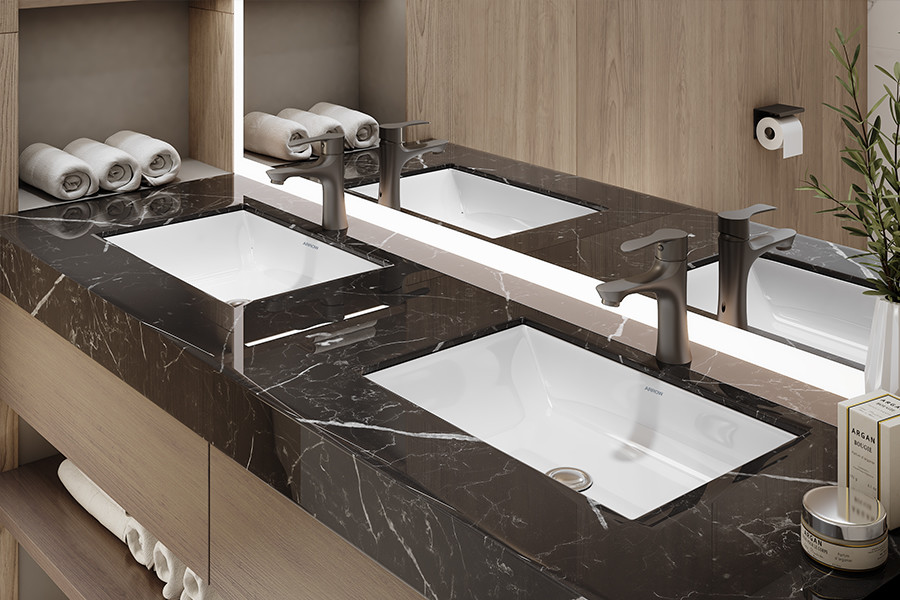 AG4107H Basin Mixer Faucet , 174.9mm Matte Black Basin Mixer Tap