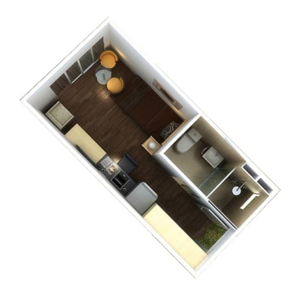 Fully Furnished Prefab 2 Bedroom Container House Luxury Living 20 FT Container