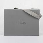 Luxury Silver Folding Gift Box Custom Foil Stamping Logo With Ribbon Handle