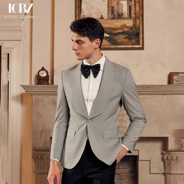 Wool / Silk Custom Banquet Formal Wear Shawl Lapel Suit for Men's Wedding Groom