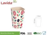 Firm Sturdy Eco Bamboo Fiber Cup Hand Drawn Flower Printed For Fast Food