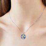 Valentine's Day Gifts S925 Sterling Silver Sea Turtle Pendant Necklace with Blue