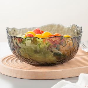 Wholesale Smoked Extra Large Glass Kitchen Wares 35 Oz Irregular Glass Salad Serving Bowl from china suppliers