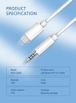 White Iphone 12 Charging Cord , OCC 3.5 Mm To Lightning Audio Cable