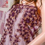 130CM Polyester Guipure Lace Fabric / African Beaded Flower Lace Embroidery