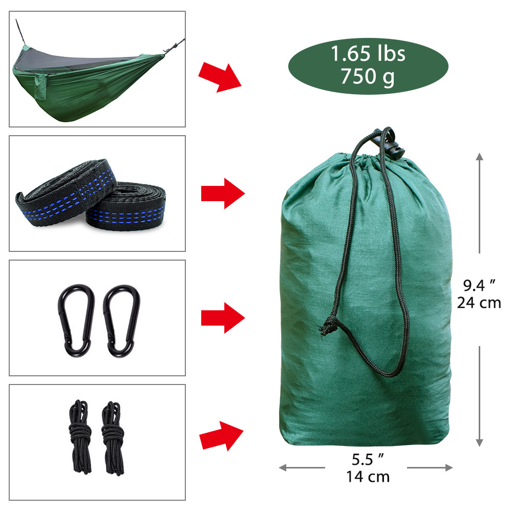 High Load Capacity 300kg 750g Portable Camping Hammock
