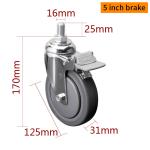 5inch 125mm Industrial Wheels And Castors 130kg Load 5725S-77