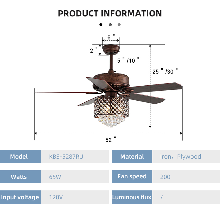 52Inch Remote Control 120V Modern Crystal Ceiling Lamp In Dining Room