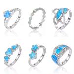 Blue Vermeil Opal Inlay Wedding Band Womens Jewelry 925 Silver