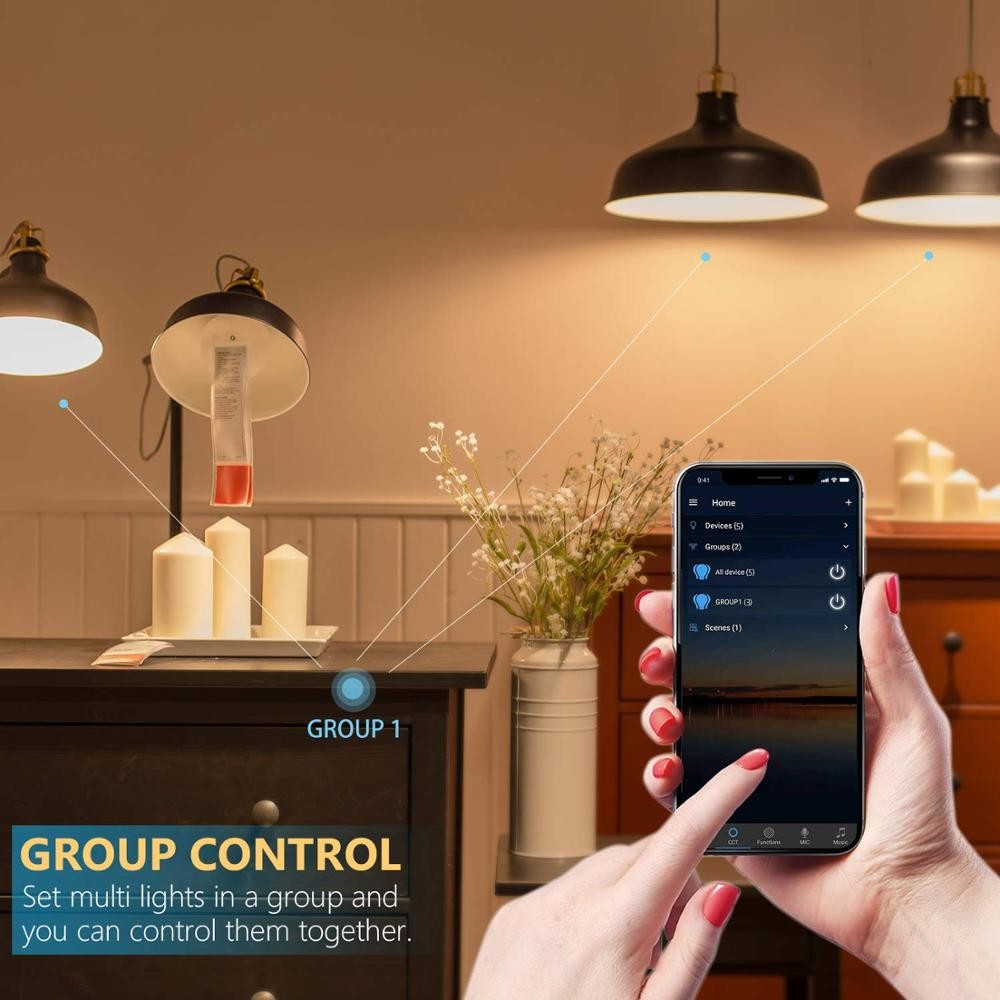 Home Stepless Dimmable Voice Wifi Smart Light Bulb 80ra