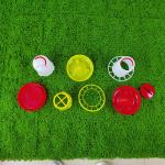 Modern Freestanding Poultry Feeder Red / White Plastic Cylinder
