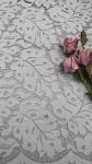 High Quality Light Blue Color Big Leaf Corded Scalloped Edge Lace Fabric By The