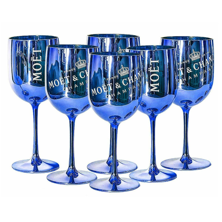 Rose Gold Plating Moet & Chandon Branded Wine Accessories Acrylic Champagne Glasses Flutes