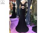 Black 2 Piece Mermaid Style Prom Dress Short Sleeve Invisible Zipper Fishtail
