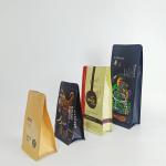OEM Coffee Stand Up Pouch Flat Bottom Easy Tear Zipper Bag With Valve