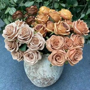 Wholesale Single 9-flower Simulated Rose Bouquet with Artificial Rose Branches for Wedding Decoration and Photography Props from china suppliers