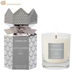 Wholesale Recycled Custom Logo Folding Candle Jar Paper Box Ivory Card Candle Packaging Paper Boxes Gray Silver Folded Packaging Box For Candle Jar from china suppliers
