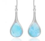 Natural Gemstone Long Dangle Larimar Earrings Sterling Silver For Women
