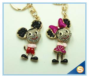 Wholesale Custom Rhinestone Cartoon mouse Animal Shape metal Crystal Key Chain Ring Holder from china suppliers